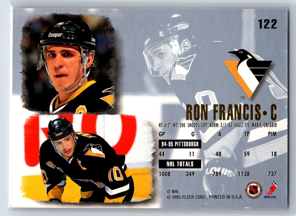 1995-96 Fleer Ultra Ron Francis Pittsburgh Penguins #122 - Image 2 of 2