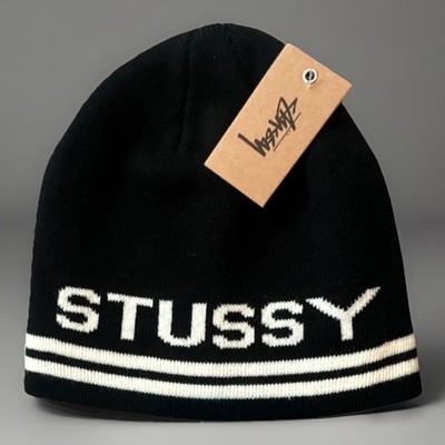 Stussy Jacquard Striped Skullcap Beanie Black & White One Size | eBay