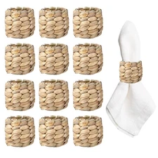 Rustic Napkin Rings Set of 12, Hand-Woven Farmhouse Fall Napkin Rings, Holida...