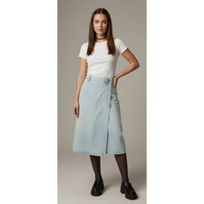 Vintage Gap 90s Denim Wrap Midi Skirt 6 Classic Casual Grunge Preppy Normcore