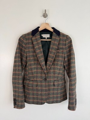 Hobbs Blake Sakko Gr. UK 8 grün kariert Blazer Moon Tweed 100% Wolle Hackness