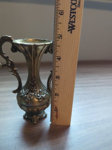 Coppia di piccoli vasi boccioli in ottone eclettici vintage abbinati Made in Italy - Foto 11 di 12
