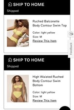 Express Ruched Body Contour Swim Top And High Waisted Bottom Size Med Yellow NWT
