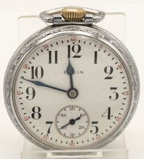 Vintage Elgin Grade 574 Pocket Watch 16S 17J Open Face Running 1948