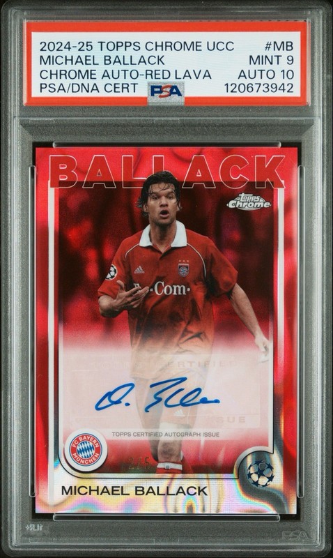 Michael Ballack Auto Red Refractor PSA DNA 10 / PSA 9 POP 1 Topps Chrome Bayern