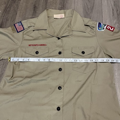 Boy Scout UNIFORM SHIRT Women’s Ladies Blouse Large Tan Short Sleeve USA - Picture 5 of 13