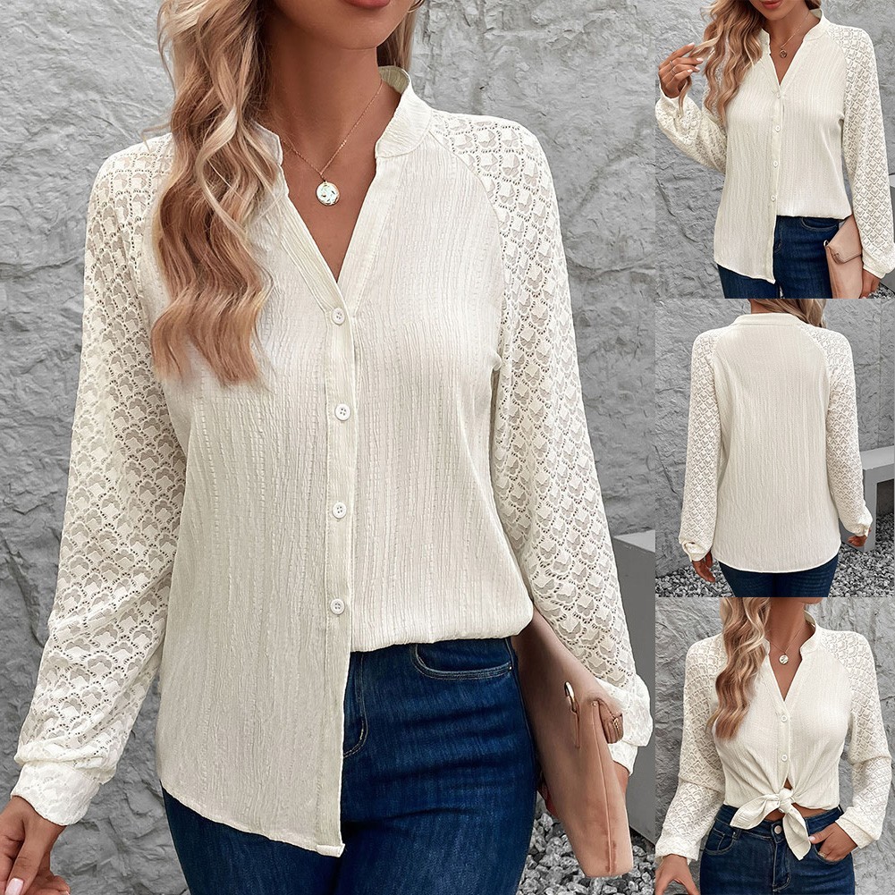 Camicia cardigan casual da donna con elastico medio e fibbia a fila singola