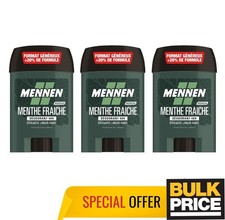 Mennen Fresh Mint Deodorant Stick Odor Blocker 24H Long-Lasting Protection 3-Pcs