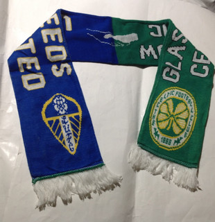 Leeds United AFC Glasgow Celtic vintage knitted JACQUARD SCARF