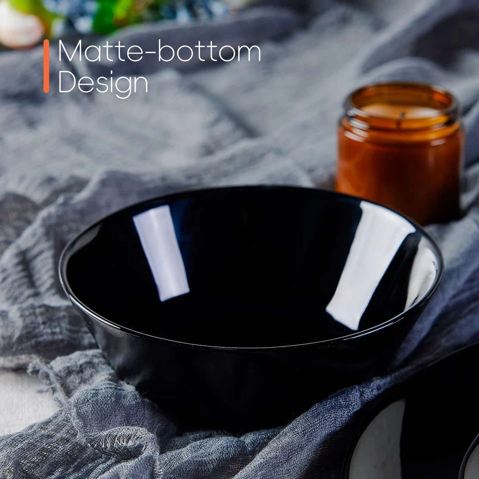 4 Bols à Céréales Noir 473ml Verre Opale Bols Rondes Passe au micro-ondes et ... - Photo 2/4