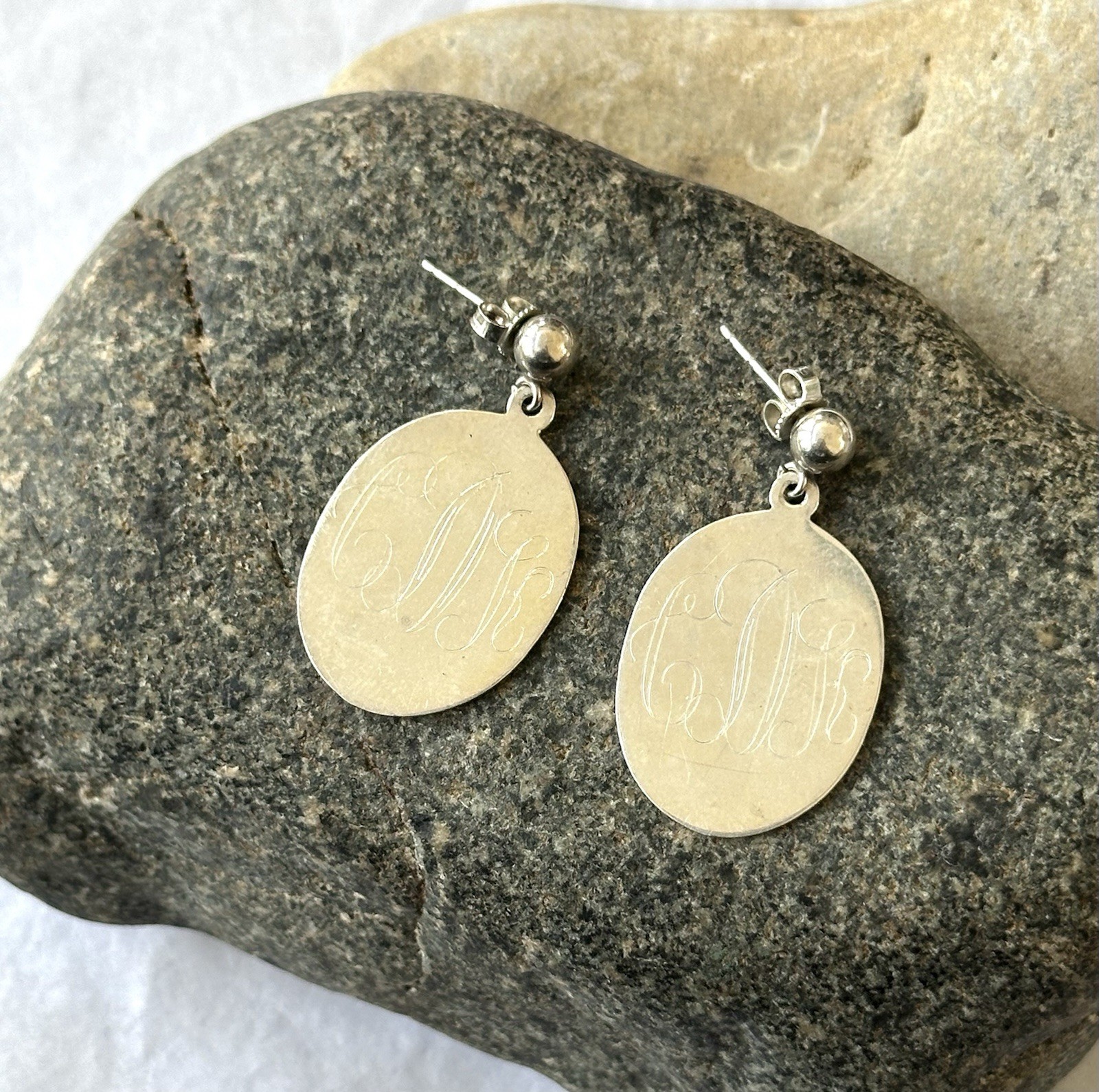 Monogram Sterling Silver Initials Disc Earrings - image 1