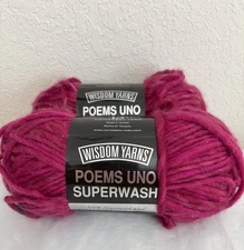 2 Skeins Poems Uno By Wisdom Yarns Superwash Wool Bulky 90 yds Color True  Love