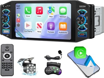 5'' Android Auto Carplay Single DIN Stereo with Backup Camera SWC and Remote