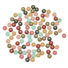 100 Pcs 4x7mm Colorful Round Acrylic Letter Beads with Golden Letter Y