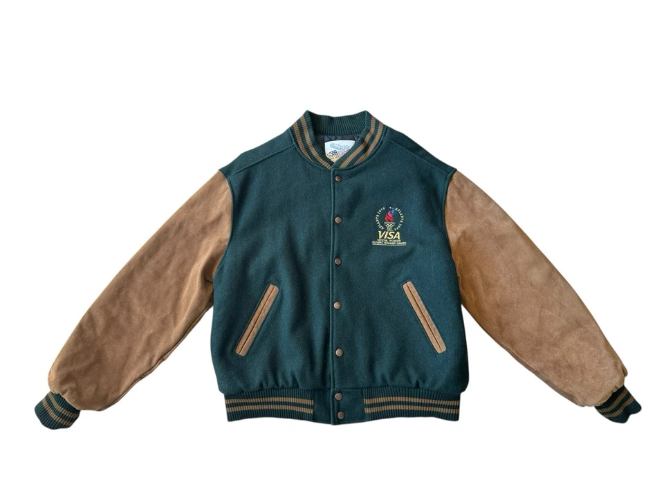 Vintage Atlanta Olympics 1996 Wool Leather Varsity Jacket Sz Large Bomber - Image 2 of 4