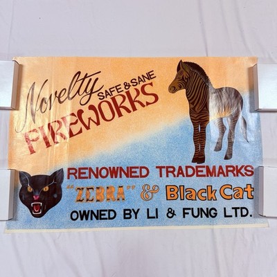Vintage Black Cat & Zebra Fireworks Original 21x31  Dealer Poster Li & Fung