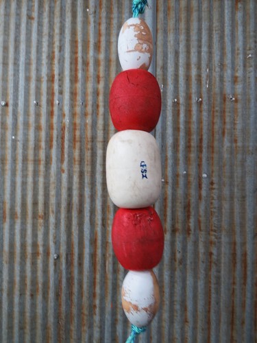 5 Old Fish Net Floats 24+ Inches Long Fishing Buoys Bouys Tiki Hut Bar  -(SF471)