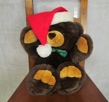 JC Penney Christmas Brown Teddy Bear Plush 24" Santa Hat Soft Stuffed Toy Gift