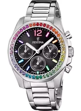 Festina Rainbow Chronograph Black Dial Quartz 100M Women's Ladies Watch F20606-3