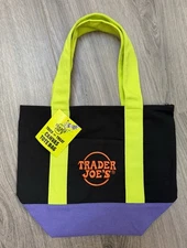 Trader Joe's Mini Halloween Black Green Canvas Tote Bag - FREE SHIP LIMITED 🎃
