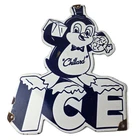 Vintage Chillard Ice Sign - Ice Cubes Chilly Willy Gas Service Porcelain Sign