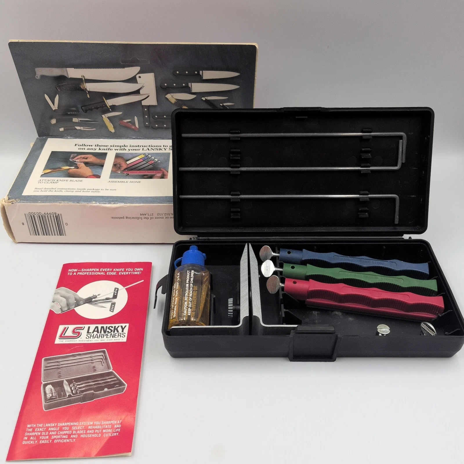Vintage Lansky LK003 Standard Knife Sharpening System 1986 Complete Preowned