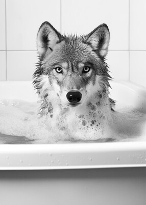 Wolves Bath Wolf In Bathtub - Cute Funny Bathroom - Poster | eBay