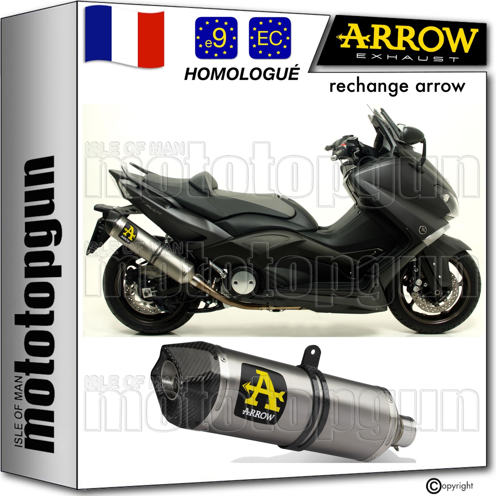 Pot echappement approuve Arrow Race-Tech silencieux homologue Yamaha Tmax 530 2015