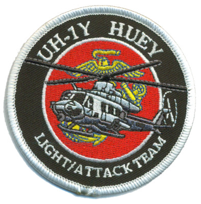 MARINE CORPS UH-1Y HUEY LIGHT ATTACK TEAM HOOK & LOOP EMBROIDERED JACKET PATCH