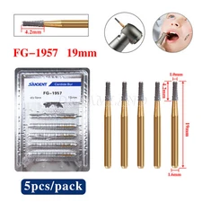 5PCS FG-1957 High Speed Dental Tungsten Steel Carbide Crown Metal Cutting Burs