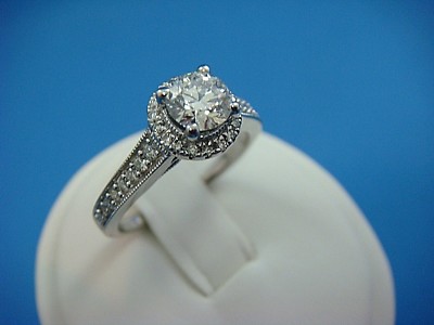 CT HEARTS ARROWS DIAMOND HALO ENGAGEMENT RING