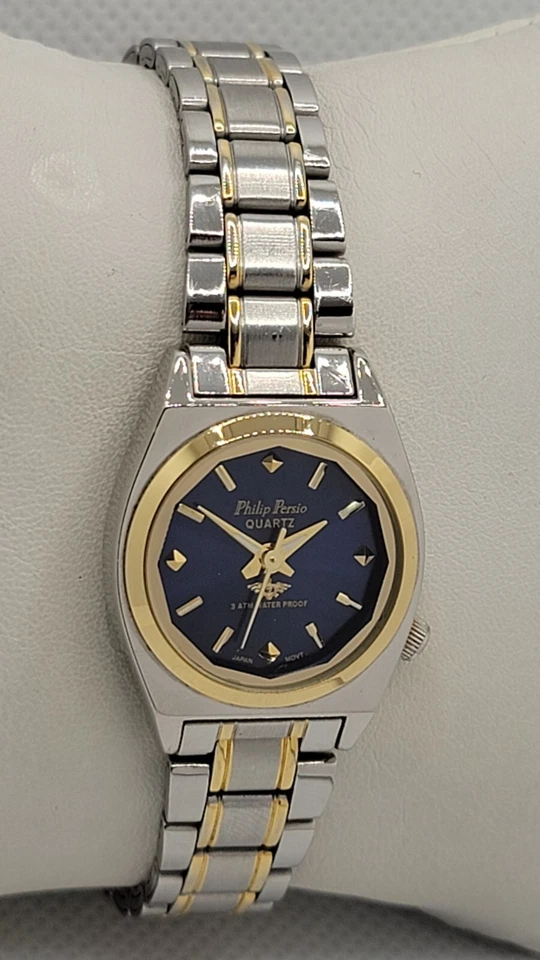 Women's Philip Persio Round Gold Silver Two Tone Case Band Bracelet Watch 01 - Image 3 of 4