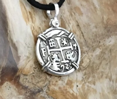 ATOCHA Münzdesign 1600-1700 Anhänger 925 Sterling Silber versunkener Schatz Schmuck