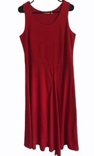Soft Surroundings Red Midi Dress Sz M Sleeveless Textured Stretch Knit Pullover