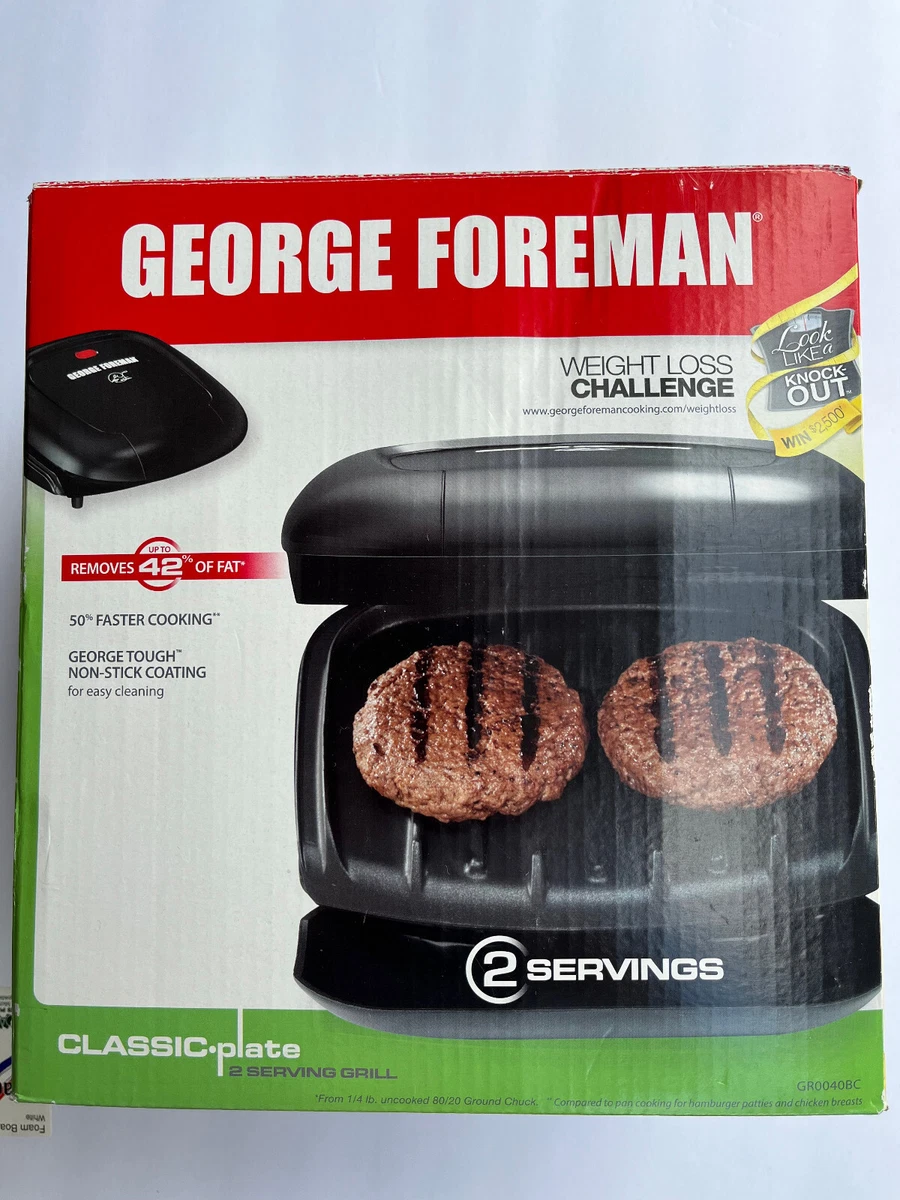 George Foreman 2-Serving Classic Plate Electric Indoor Grill Panini Press  GR0040