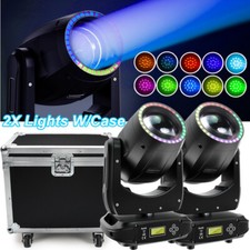 2PC 200W 8Prism GOBO Beam LED Stage Light W/Case Moving Head DMX Spotlight Disco