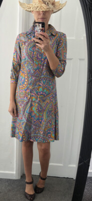  Vintage Retro 60er Jahre Handmade Multi Psychedelic Kleid 