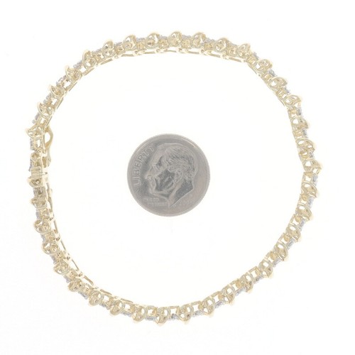 Yellow Gold Diamond Cluster Link Bracelet 7" - 10k Single Cut & Round 4.00ctw - 第 5/9 張圖片