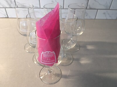 VINTAGE Bar Glasses Set~6 MARTELL COGNAC XO SUPREME Tulip Glasses. Unique Design
