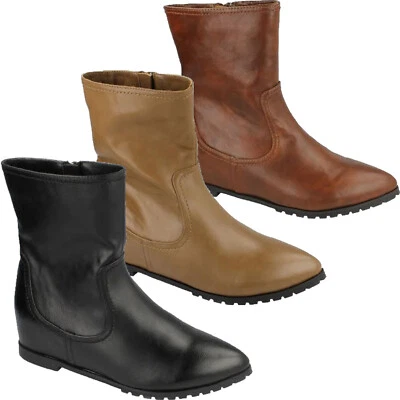 SPOT ON Womens Chelsea Smart Flat Heel Slouch Mid Cut Fashion Ladies Winter Style Boots