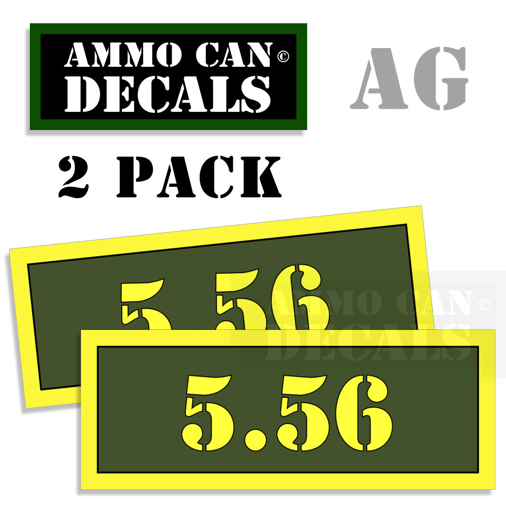 5.56 Ammo Can Box Decal Sticker bullet ARMY Gun safety Hunting 2 pack 5.56  AG