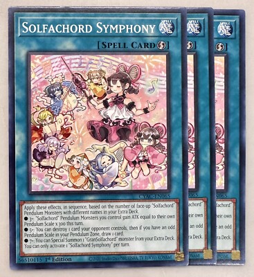 Yugioh! 3x Solfachord Symphony CYAC-EN065 Common 1st Ed NM