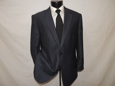 HUGO BOSS MEN'S 2 BUTTON DUAL VENT 100 VIRGIN WOOL BLUE CHECK JACKET COAT 46 R