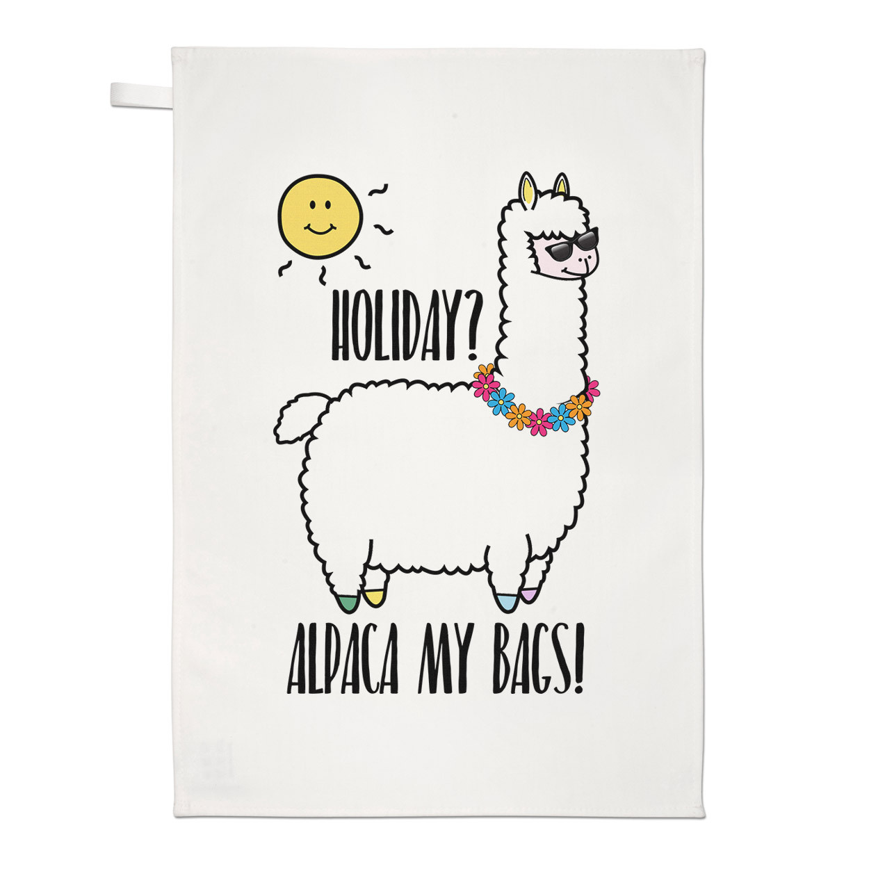 Holiday Alpaca My Bags Tea Towel Dish Cloth - Llama Alpaca Funny Joke