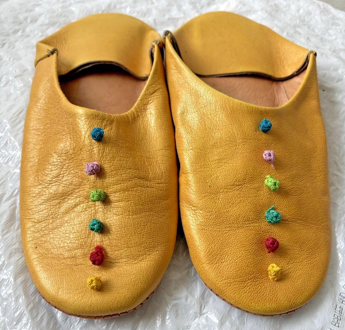 PANTOFOLA D’ORO Pantofole carine da donna in vera pelle gialla taglia 7 7 5 ottime condizioni