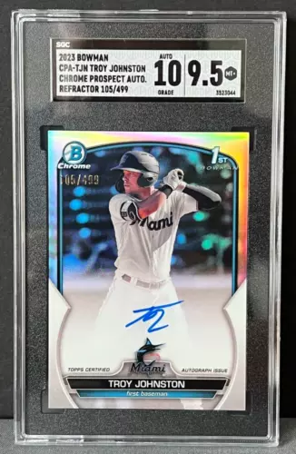 2023 Bowman CPA-TJN Troy Johnston Chrome Prospect Auto Refractor /499 SGC 9.5/10