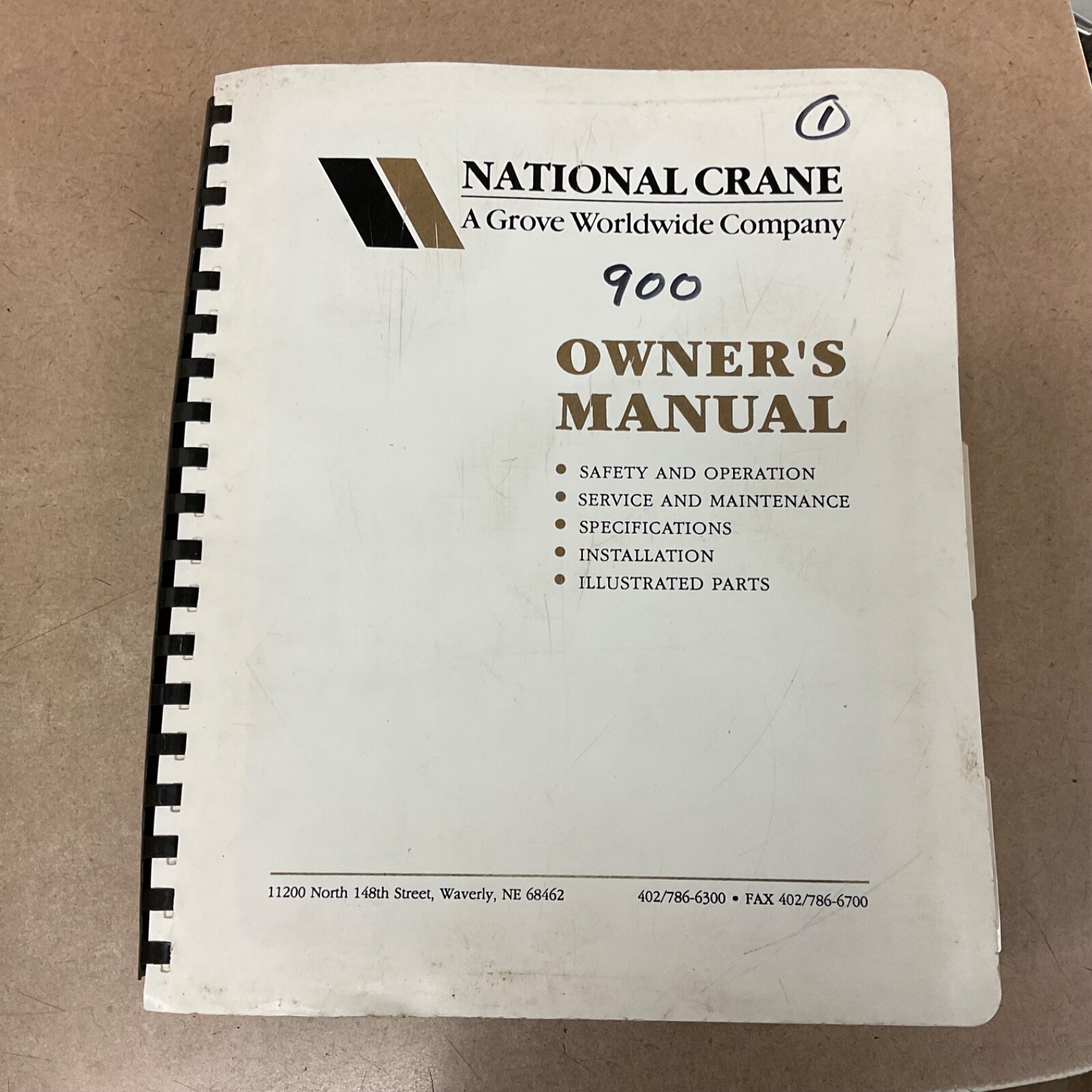 National 900 Series TRUCK CRANE OWNERS MANUAL BOOK PARTS OPERATION & MAINTENANCE