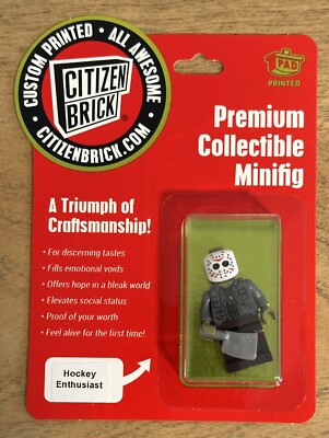 Citizen Brick HOCKEY ENTHUSIAST Minifigure CBD9 Gray With Clever