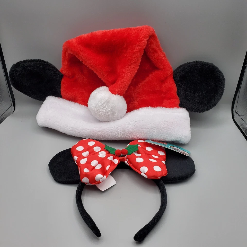 Disney Микки Минни-Маус Санта шляпа красный Рождество мистер миссис набор лот из 2 - Изображение 2 из 4