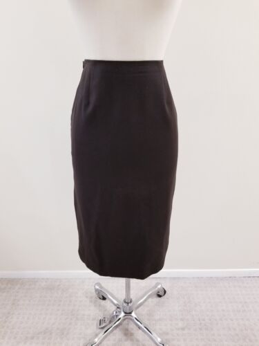 90's does 50's  Vintage United Colors of Benetton Brown Wool Pencil Skirt - 30"W - Picture 1 of 7